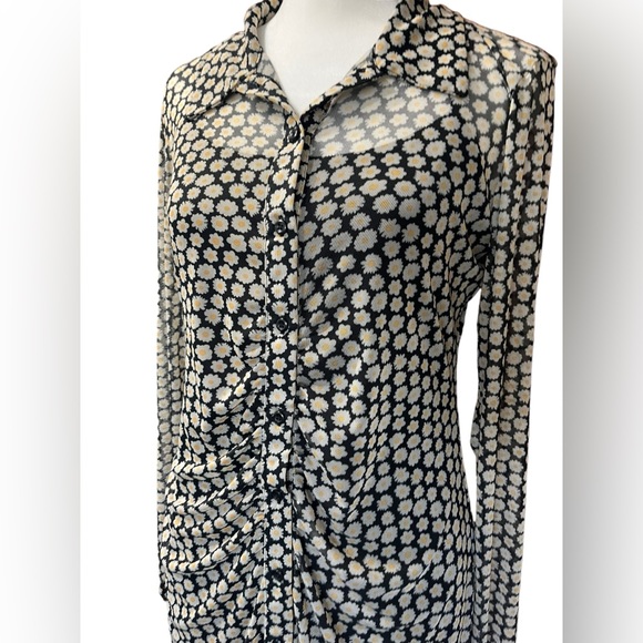 Wild Fable Daisy/Flower Print Sheer Dress w/Black Slip - Size Small - Picture 4 of 11